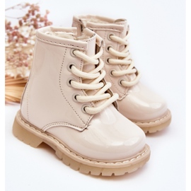 Botines infantiles de charol con cremallera, Beige Tibbie 5