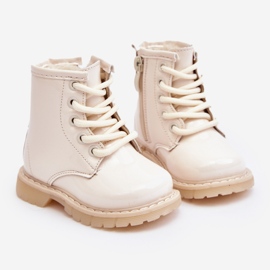 Botines infantiles de charol con cremallera, Beige Tibbie 6