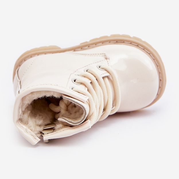 Botines infantiles de charol con cremallera, Beige Tibbie 1