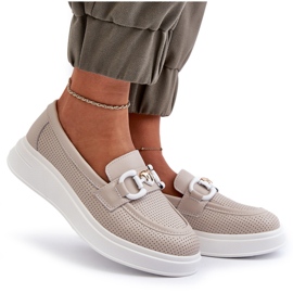Mocasines Mujer Piel con Plataforma Beige S.Barski LR720 10