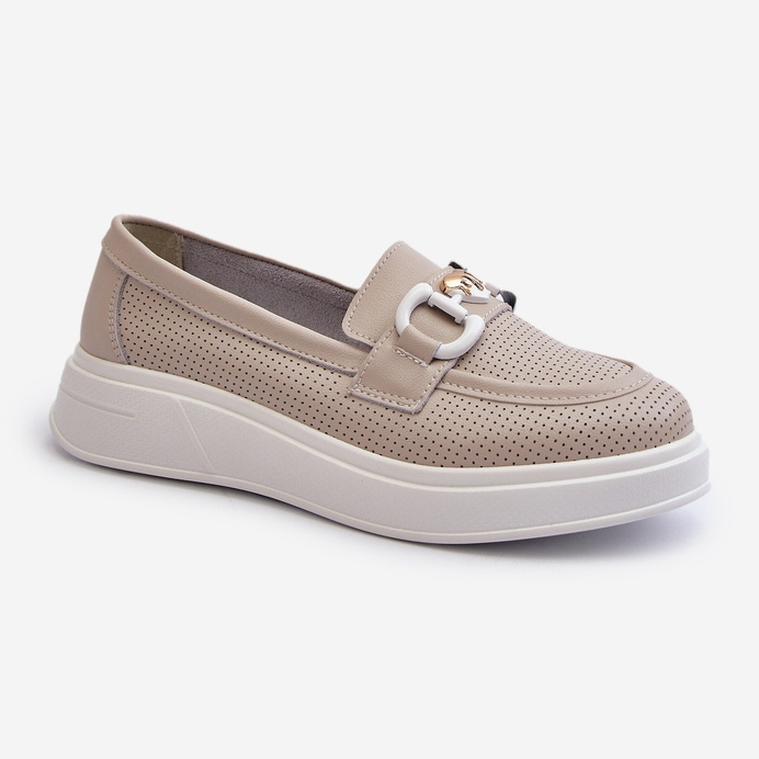 Mocasines Mujer Piel con Plataforma Beige S.Barski LR720 2