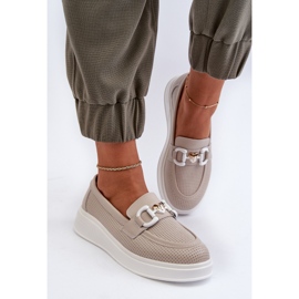 Mocasines Mujer Piel con Plataforma Beige S.Barski LR720 5