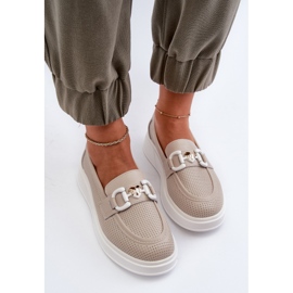 Mocasines Mujer Piel con Plataforma Beige S.Barski LR720 7