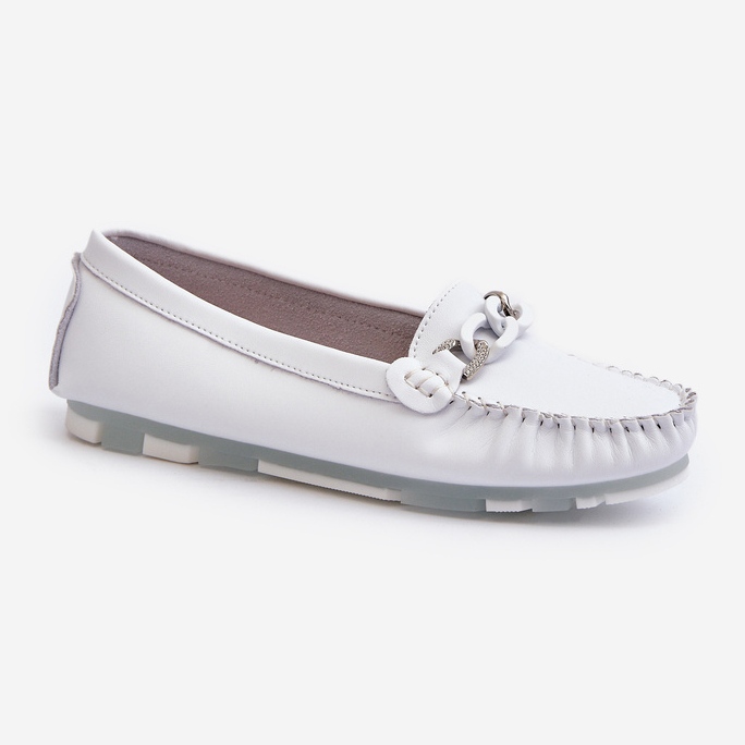 Mocasines Mujer Piel Con Adorno, Blanco S.Barski LR339 1