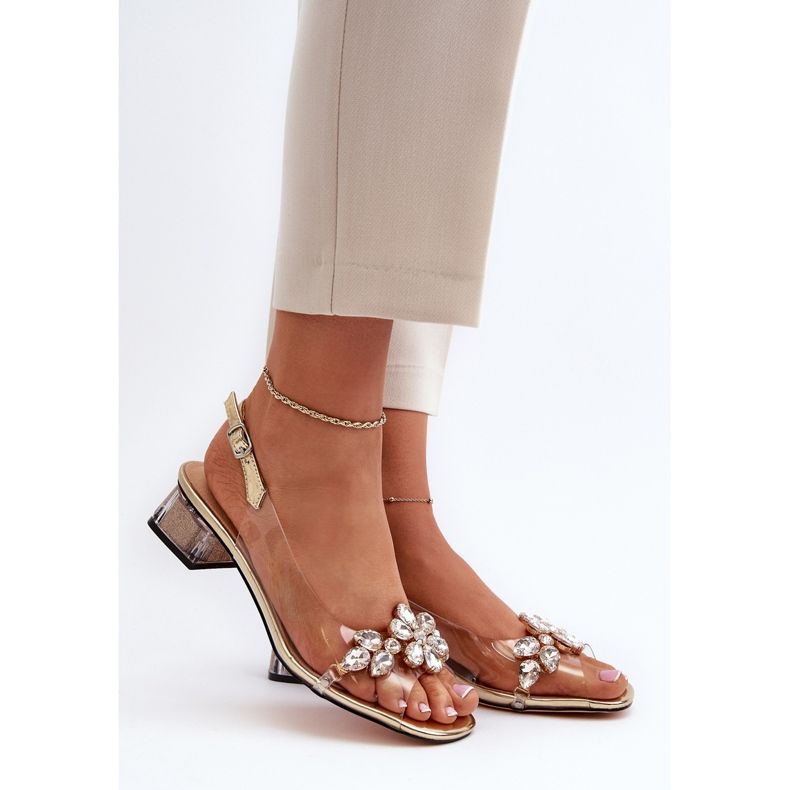 Sandalias Transparentes con Bloque Dorado S.Barski MR38-W1 2