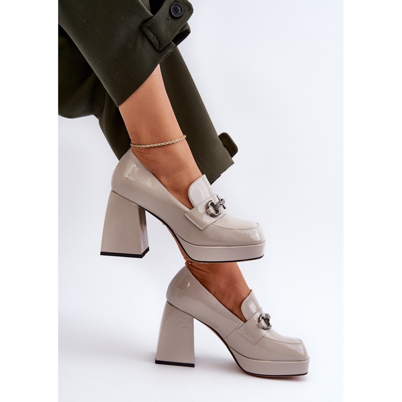 S.Barski Zapatos Mujer Charol Tacón Alto Gris D&amp;A MR38-906 1