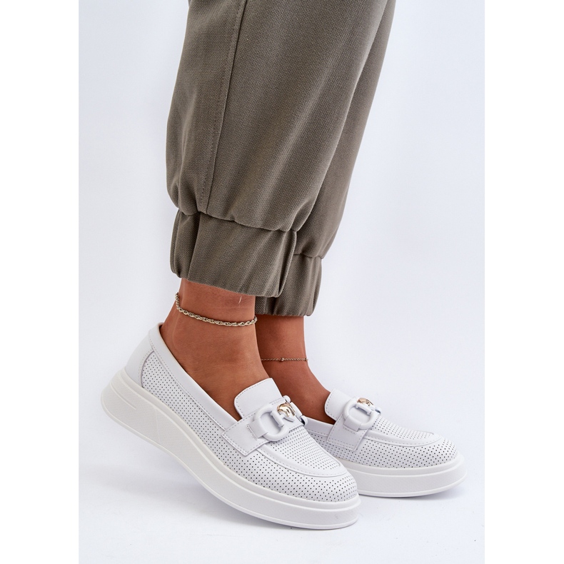 Mocasines Mujer Piel Con Plataforma Blanco S.Barski LR720 2