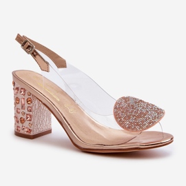 S.Barski Sandalias Transparentes con Tacón Alto Oro Rosa D&amp;A MR38-812 rosado 1