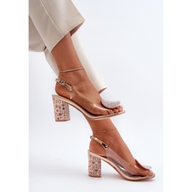 S.Barski Sandalias Transparentes con Tacón Alto Oro Rosa D&amp;A MR38-812 rosado 7