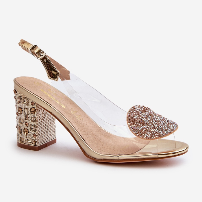 S.Barski Sandalias Transparentes Tacón Alto Dorado D&amp;A MR38-812 2