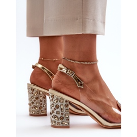 S.Barski Sandalias Transparentes Tacón Alto Dorado D&amp;A MR38-812 1