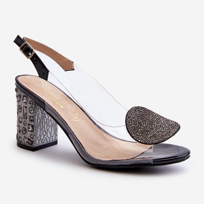 S.Barski Sandalias Transparentes Con Tacón Alto Negro D&amp;A MR38-812 2