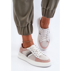 S.Barski Zapatillas Mujer D&amp;A Piel LR110 Blanco y Rosa 4