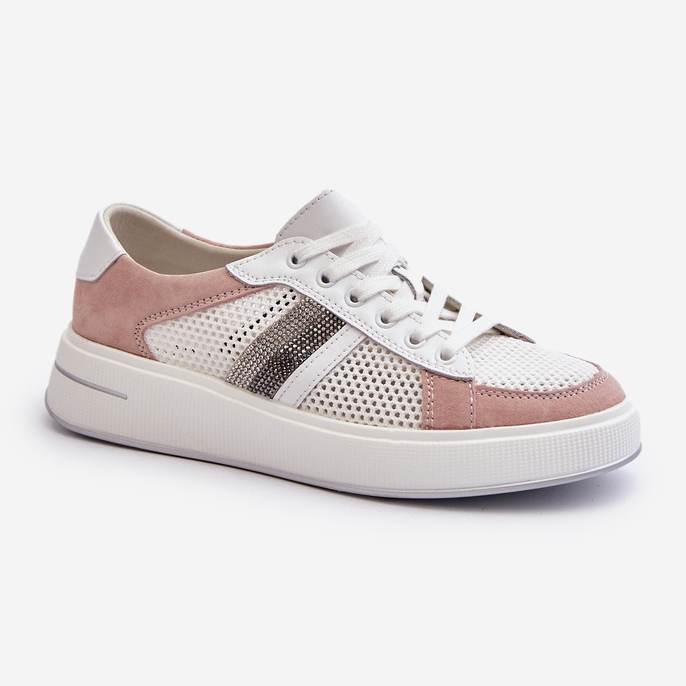 S.Barski Zapatillas Mujer D&amp;A Piel LR110 Blanco y Rosa 1