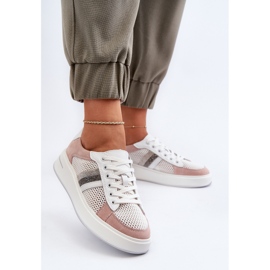 S.Barski Zapatillas Mujer D&amp;A Piel LR110 Blanco y Rosa 3