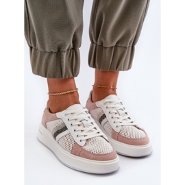S.Barski Zapatillas Mujer D&amp;A Piel LR110 Blanco y Rosa 5