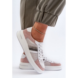 S.Barski Zapatillas Mujer D&amp;A Piel LR110 Blanco y Rosa 6