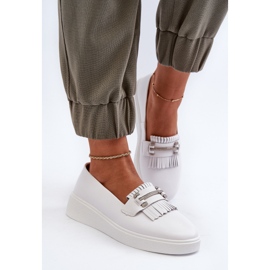 Mocasines Mujer Ligeros De Piel Con Plataforma Blanco S.Barski LR590 4
