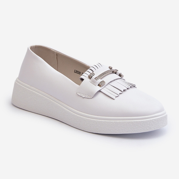 Mocasines Mujer Ligeros De Piel Con Plataforma Blanco S.Barski LR590 1