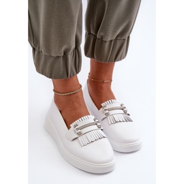 Mocasines Mujer Ligeros De Piel Con Plataforma Blanco S.Barski LR590 5