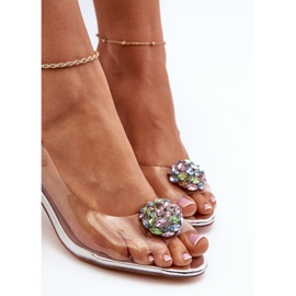 S.Barski Sandalias Tacón Transparente con Decoración Plata D&A MR38-454 1 S.Barski Sandalias Tacón Transparente con Decoración Plata D&A MR38-454 1