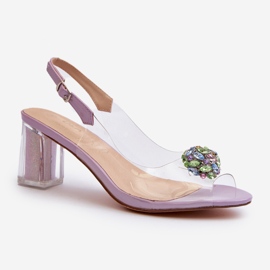 S.Barski Sandalias Tacón Transparente con Decoración Morado D&amp;A MR38-454 violeta 2