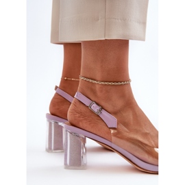 S.Barski Sandalias Tacón Transparente con Decoración Morado D&amp;A MR38-454 violeta 1