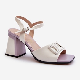 S.Barski Sandalias Elegantes De Tacón Con Decoración, Blanco D&A MR38-156 1 S.Barski Sandalias Elegantes De Tacón Con Decoración, Blanco D&A MR38-156 1