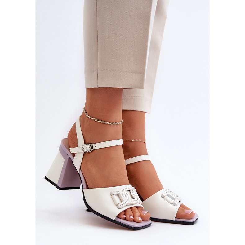 S.Barski Sandalias Elegantes De Tacón Con Decoración, Blanco D&A MR38-156 2 S.Barski Sandalias Elegantes De Tacón Con Decoración, Blanco D&A MR38-156 2