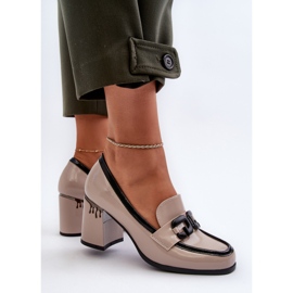 S.Barski Zapatos de salón de mujer con tacón alto charol beige D&amp;A MR38-973 5