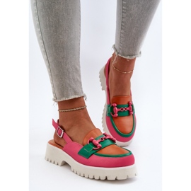 S.Barski Sandalias Tacón Plano Con Decoración Naranja D&amp;A MR38-656 5