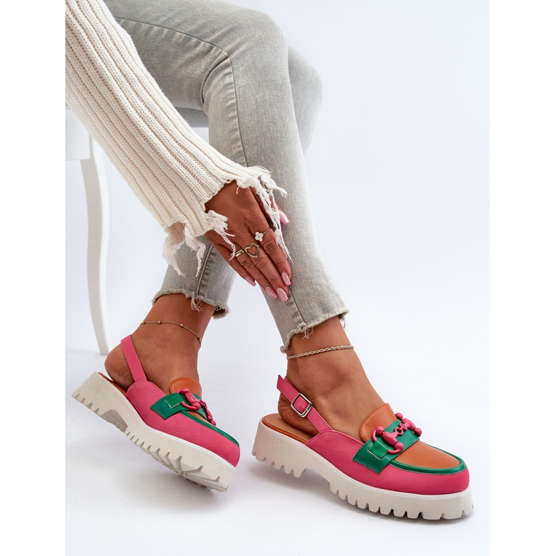 S.Barski Sandalias Tacón Plano Con Decoración Naranja D&amp;A MR38-656 1