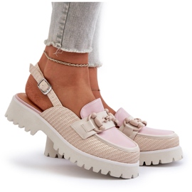 S.Barski Sandalias De Mujer Tacón Plano Con Decoración Beige D&amp;A MR38-656 11