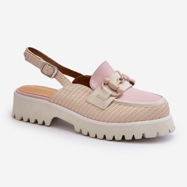 S.Barski Sandalias De Mujer Tacón Plano Con Decoración Beige D&amp;A MR38-656 3