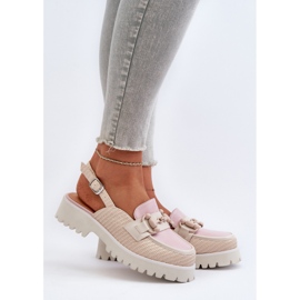 S.Barski Sandalias De Mujer Tacón Plano Con Decoración Beige D&amp;A MR38-656 4