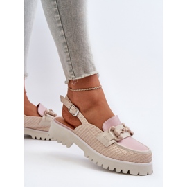 S.Barski Sandalias De Mujer Tacón Plano Con Decoración Beige D&amp;A MR38-656 7