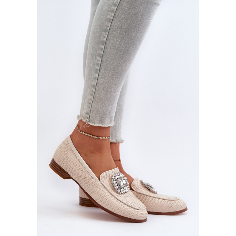 S.Barski Mocasines de mujer con tacón plano y broche Beige D&amp;A MR38-676 2