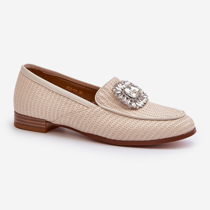 S.Barski Mocasines de mujer con tacón plano y broche Beige D&amp;A MR38-676 1