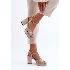 S.Barski Sandalias De Mujer Charol Con Tacón Alto Beige D&amp;A MR38-668 7