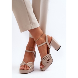 S.Barski Sandalias De Mujer Charol Con Tacón Alto Beige D&amp;A MR38-668 8