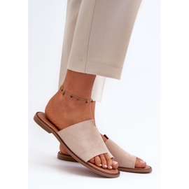 Chanclas Mujer Ante Beige Amita 2