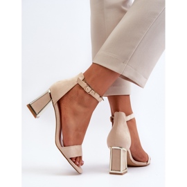 Sandalias de ante con tacón alto Beige Pholia 9