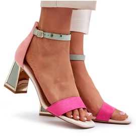 Sandalias Pholia de ante fucsia con tacón alto multicolor 10