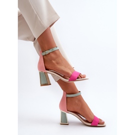 Sandalias Pholia de ante fucsia con tacón alto multicolor 1