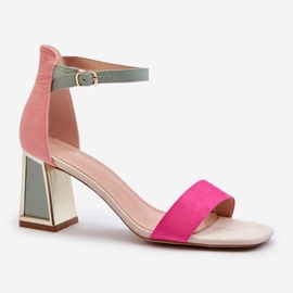 Sandalias Pholia de ante fucsia con tacón alto multicolor 2