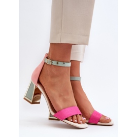 Sandalias Pholia de ante fucsia con tacón alto multicolor 3