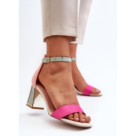 Sandalias Pholia de ante fucsia con tacón alto multicolor 4
