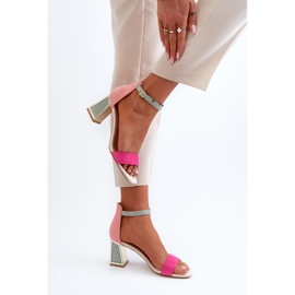 Sandalias Pholia de ante fucsia con tacón alto multicolor 7