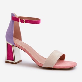 Sandalias de ante con tacón alto, Pink Pholia multicolor 2