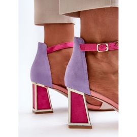 Sandalias de ante con tacón alto, Pink Pholia multicolor 8